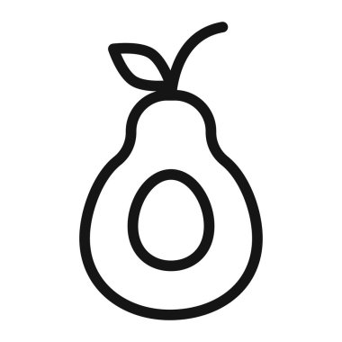 Avokado simgesi vektör sembolü veya imza koleksiyonu siyah ve beyaz ana hatlarıyla belirlendi