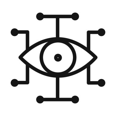 Biyonik göz ikonu vektör sembolü ya da imza koleksiyonu siyah ve beyaz ana hatlarla belirlendi