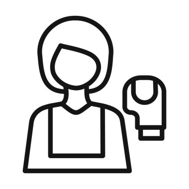 Boxer Kadın Simge Vektörü sembolü veya imza koleksiyonu siyah ve beyaz ana hatlarıyla ayarlandı