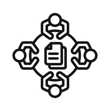 İş toplantısı simgesi vektörü sembolü veya imza koleksiyonu siyah ve beyaz ana hatlarıyla ayarlandı