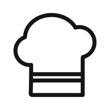 Şef şapka simgesi vektör simgesi ya da imza koleksiyonu siyah ve beyaz ana hatlarıyla belirlendi