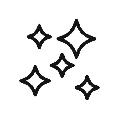 Temiz parlayan yıldız simgesi Vektör sembolü veya imza koleksiyonu siyah ve beyaz ana hatlarla belirlendi