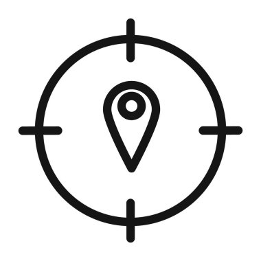 Crosshair konum simgesi simgesi Vektör sembolü veya imza koleksiyonu siyah ve beyaz ana hatlarıyla belirlendi
