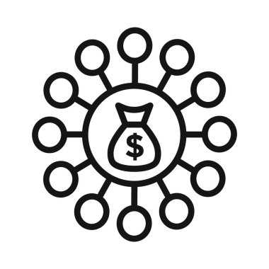 Kitle finansmanı simgesi Vektör sembolü veya imza koleksiyonu siyah ve beyaz ana hatlarıyla