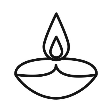 Diwali diya simgesi vektör sembolü veya imza koleksiyonu siyah beyaz ana hatlarla