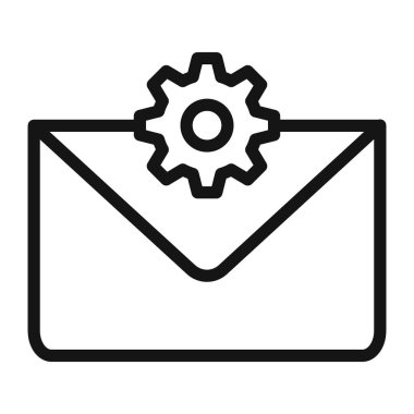 E- posta ayarları simgesi Vektör simgesi veya imza koleksiyonu siyah ve beyaz ana hatlarıyla belirlendi