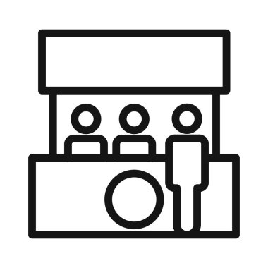 sergi standı simgesi vektör sembolü veya imza koleksiyonu siyah ve beyaz ana hatlarıyla