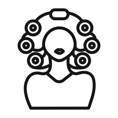 Saç kıvırma ikonu vektör sembolü veya imza koleksiyonu siyah ve beyaz ana hatlarıyla