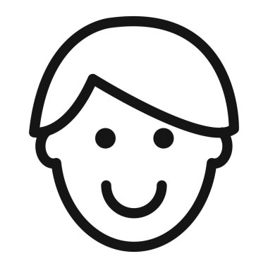 Mutlu çocuk yüzü simge vektör sembolü veya imza koleksiyonu siyah ve beyaz ana hatlarıyla