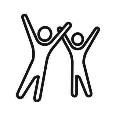 Mutlu insanlar simge vektör sembolü ya da imza koleksiyonu siyah beyaz ana hatlarıyla