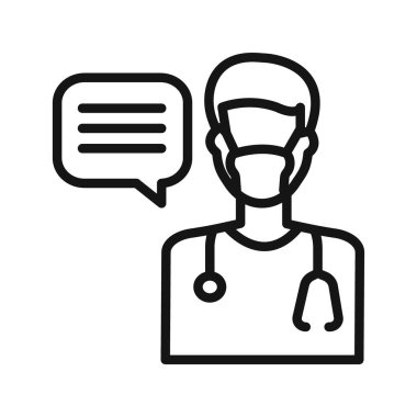 Sağlık hizmetleri Sohbet Simgesi Vektörü sembolü veya imza koleksiyonu siyah ve beyaz ana hatlarıyla belirlendi