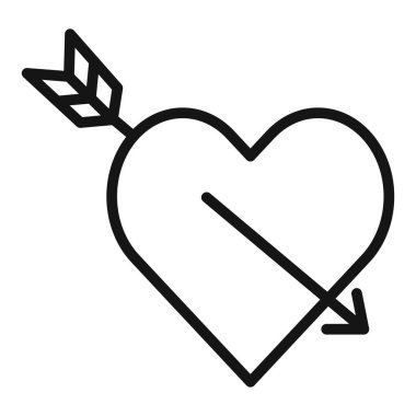 kalp ve ok Amour simgesi Vektör sembolü veya imza koleksiyonu siyah ve beyaz ana hatlarıyla belirlendi