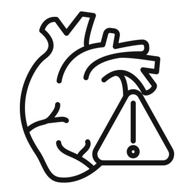 Kalp riski simgesi vektör sembolü veya imza koleksiyonu siyah ve beyaz ana hatlarıyla belirlendi