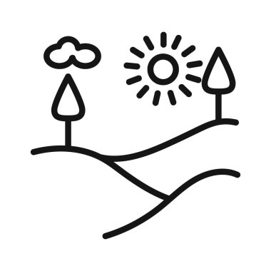 tepeler simgesi vektör simgesi ya da imza koleksiyonu siyah ve beyaz ana hatlarıyla belirlendi