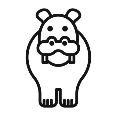 hipopotam ya da hipopotam ikon vektör sembolü ya da imza koleksiyonu siyah ve beyaz ana hatlı