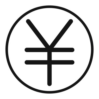 Japon Yen para birimi simgesi Vektör sembolü ya da imza koleksiyonu siyah ve beyaz ana hatlı