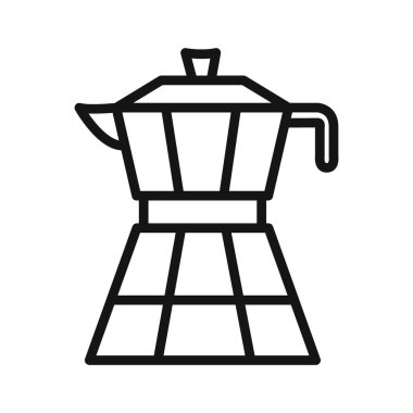 moka pot simgesi vektör simgesi ya da imza koleksiyonu siyah ve beyaz ana hatlarıyla belirlendi