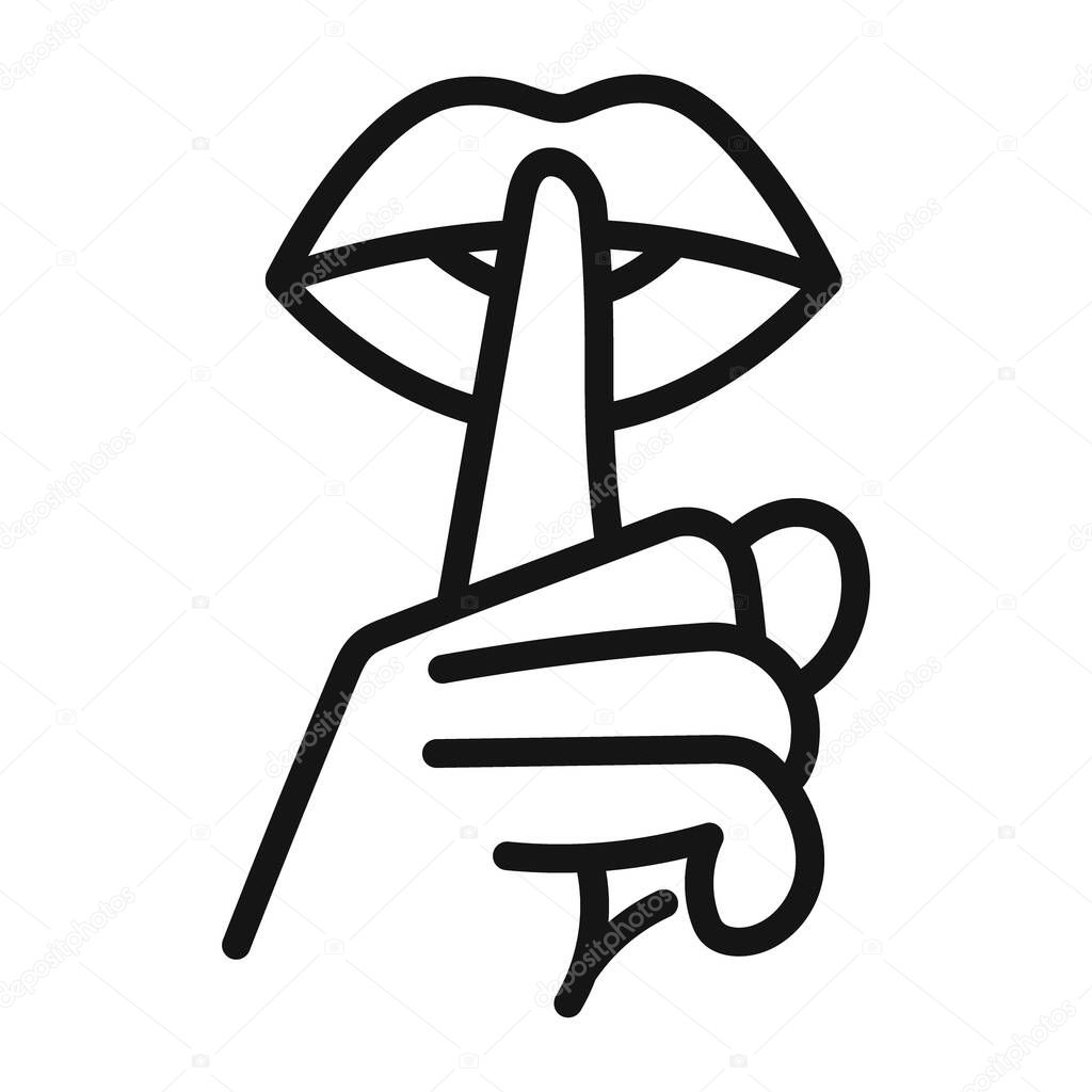 Please do quite pssst icon Vector symbol or sign set collection in black and white outline