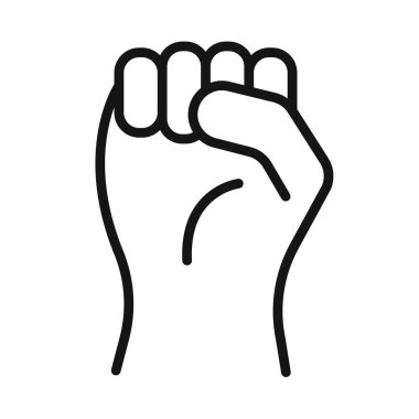 Kaldırılmış Yumruk Simgesi Vektör sembolü veya imza koleksiyonu siyah ve beyaz ana hatlarıyla ayarlandı