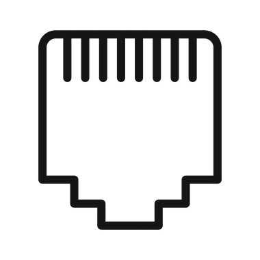 RJ45 kablo port vektör simgesi ya da imza koleksiyonu siyah ve beyaz ana hatlarıyla belirlendi