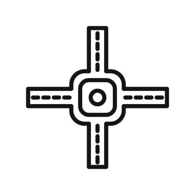 yol kesişim simgesi vektör simgesi veya imza koleksiyonu siyah ve beyaz ana hatlarıyla