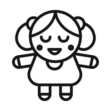 Rus kız bebek ikonu taşıyıcı sembolü ya da imza koleksiyonu siyah beyaz ana hatlarla