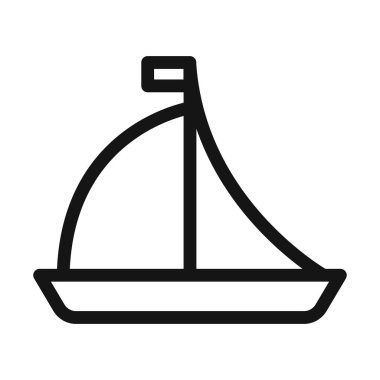 Yelkenli ikonu vektör sembolü ya da imza koleksiyonu siyah ve beyaz ana hatlarla ayarlandı