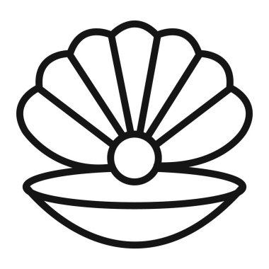 İnci simgesi vektör sembollü deniz kabuğu ya da imza koleksiyonu siyah ve beyaz ana hatlı