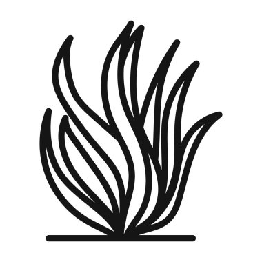 Deniz yosunu simgesi vektörü sembolü ya da imza koleksiyonu siyah ve beyaz ana hatlarla belirlendi