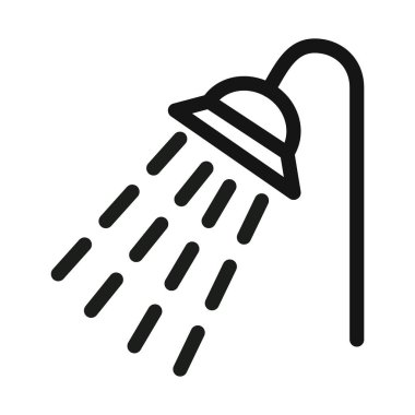 Duş simgesi vektörü sembolü ya da imza koleksiyonu siyah ve beyaz ana hatlarıyla belirlendi