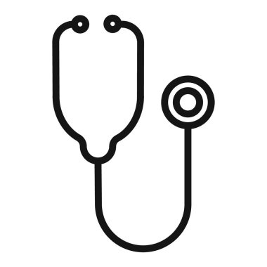 Stetoskop simgesi vektör sembolü ya da imza koleksiyonu siyah ve beyaz ana hatlarla belirlendi