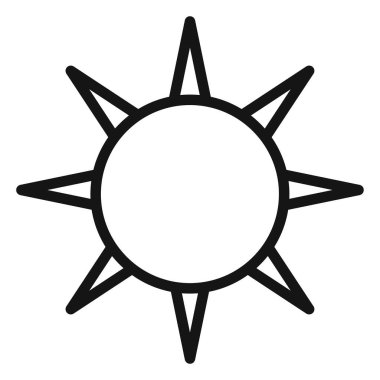 Güneş ikonu Vektör sembolü ya da imza koleksiyonu siyah ve beyaz ana hatlarıyla belirlendi