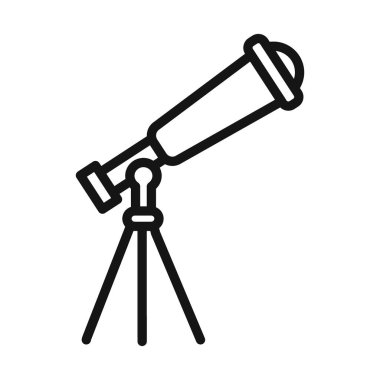 Tripod simge taşıyıcı sembolü üzerindeki teleskop ya da imza koleksiyonu siyah ve beyaz ana hatlarıyla