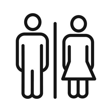 Tuvalet erkekleri kadın ikon taşıyıcı sembolü ya da imza koleksiyonu siyah beyaz ana hatlarla