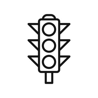 Trafik ışığı simgesi Vektör sembolü veya imza koleksiyonu siyah ve beyaz ana hatlarıyla belirlendi