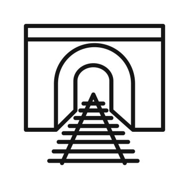 Tünel madenciliği sanayi simgesi Vektör sembolü ya da imza koleksiyonu siyah ve beyaz ana hatlarıyla