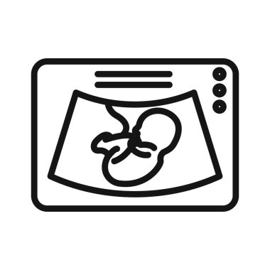 Ultrasonografi simgesi Vektör sembolü veya imza koleksiyonu siyah ve beyaz ana hatlarda