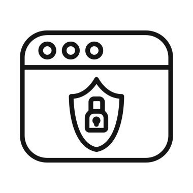 Web Güvenlik simgesi vektör sembolü veya imza koleksiyonu siyah ve beyaz ana hatlarıyla belirlendi