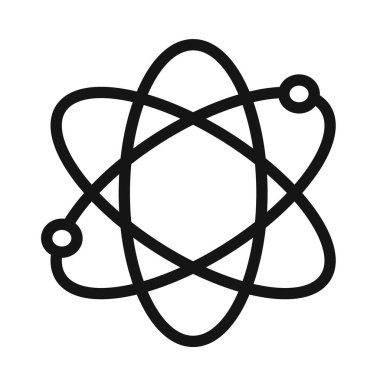 Atom Bilimsel Simgesi Vektörü sembolü veya imza koleksiyonu siyah ve beyaz ana hatlarıyla belirlendi