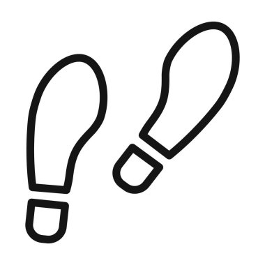 Ayak izleri simgesi vektörü sembolü veya imza koleksiyonu siyah ve beyaz ana hatlarıyla belirlendi