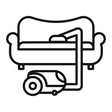 Mobilya temizleme ikonu taşıyıcı sembolü ya da imza koleksiyonu siyah ve beyaz ana hatlı