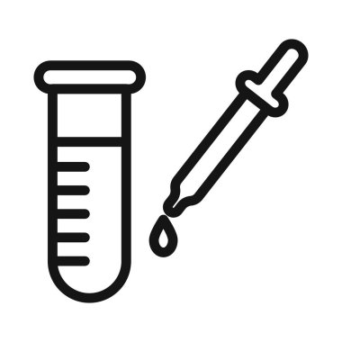 Laboratuvar test simgesi vektör sembolü ya da imza koleksiyonu siyah ve beyaz ana hatlarıyla belirlendi