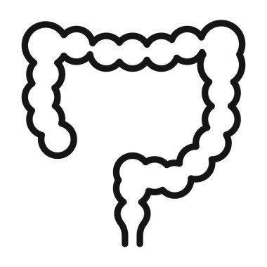 Kalın bağırsak ikonu taşıyıcı sembolü ya da imza koleksiyonu siyah ve beyaz ana hatlarda