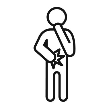 Mide bulantısı simgesi Vektörü sembolü veya imza koleksiyonu siyah ve beyaz ana hatlarıyla belirlendi