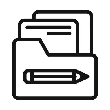 Portföy simgesi Vektör sembolü ya da imza koleksiyonu siyah ve beyaz ana hatlarıyla belirlendi