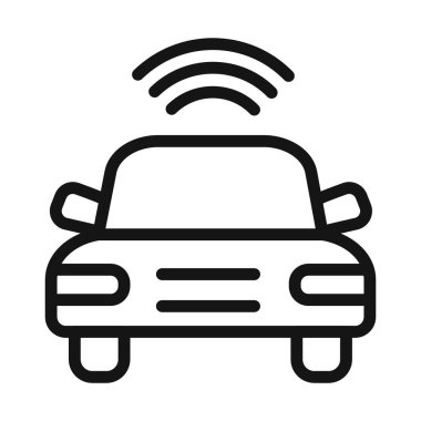 Akıllı araba simgesi vektör sembolü veya imza koleksiyonu siyah ve beyaz ana hatlarıyla ayarlandı