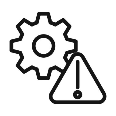 Teknik uyarı simgesi Vektör sembolü veya imza koleksiyonu siyah ve beyaz ana hatlarıyla belirlendi