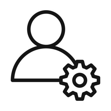 Kullanıcı Yönetimi Simgesi Vektör sembolü veya imza koleksiyonu siyah ve beyaz ana hatlarıyla