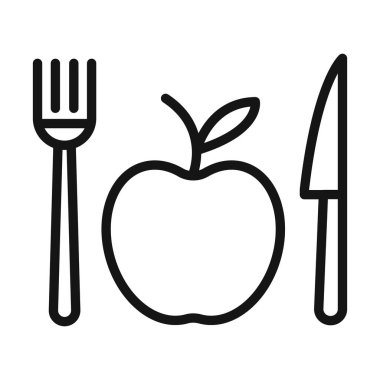 Vejetaryen gıda ikonu taşıyıcı sembolü veya imza koleksiyonu siyah ve beyaz ana hatlarla