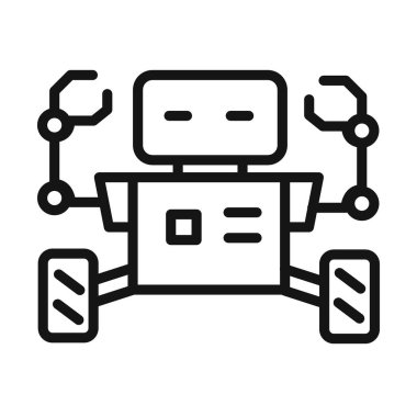 Tekerlek robot simgesi vektör sembolü veya imza koleksiyonu siyah ve beyaz ana hatlarıyla ayarlanır